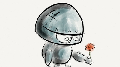 Middle robot with a flower