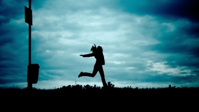 Middle girl running away