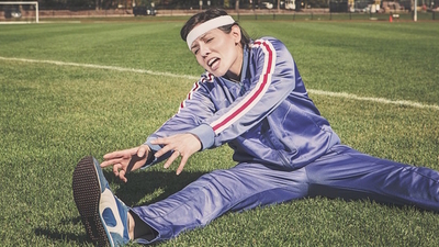 Middle woman doing stretching very tired